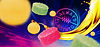 Edison gummies and Jolts fly across a purple and pink background. A badge with the words "Always Electric" floats in the background.